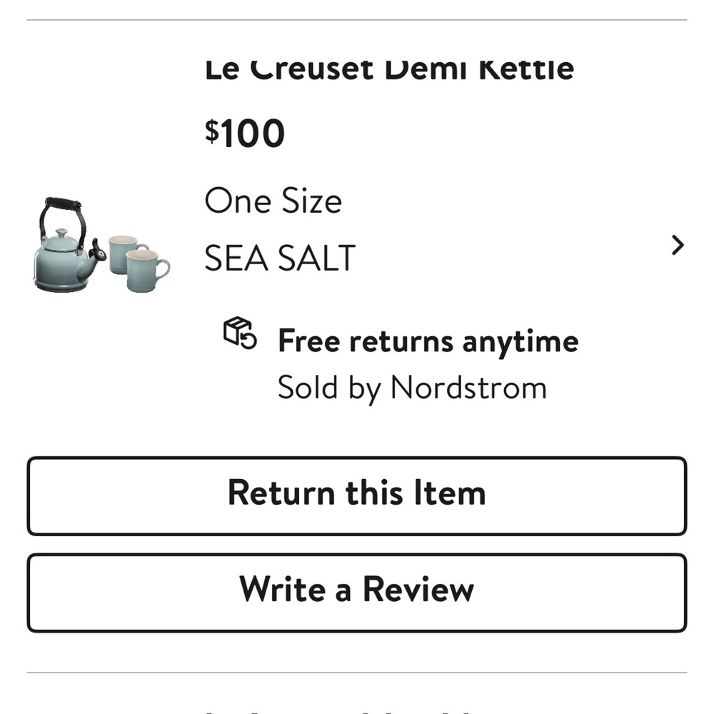 Le Creuset Demi Kettle w mugs sea salt color